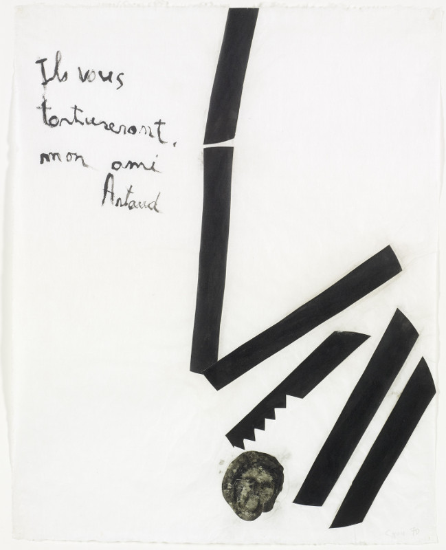 Donation Guerlain : Ils vous tortureront, mon ami, 1970 gouache, encre et collage de papier peint sur papier 61.5 x 49.5 cm